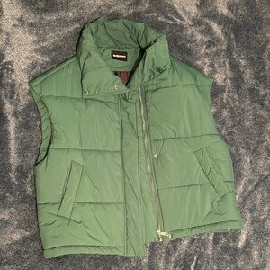 Thirty years Green Puffer Vest - Women's Sleeveless Coat
